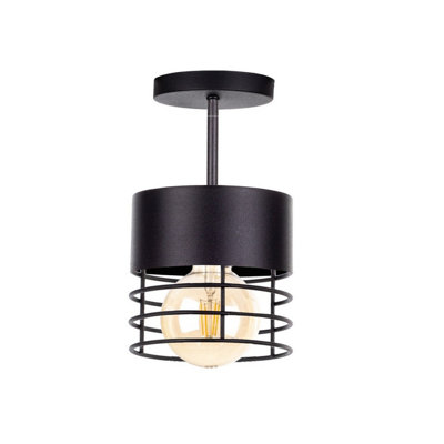 Luminosa Lighting Luminosa Elle Cylindrical Ceiling Light Black12Cm1X E27 from B&Q