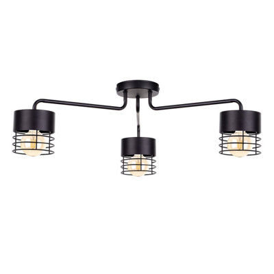 Luminosa Lighting Luminosa Elle Multi Arm Semi Flush Ceiling Light Black70Cm3X E27 from B&Q
