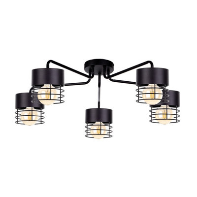 Luminosa Lighting Luminosa Elle Multi Arm Semi Flush Ceiling Light Black70Cm5X E27 from B&Q