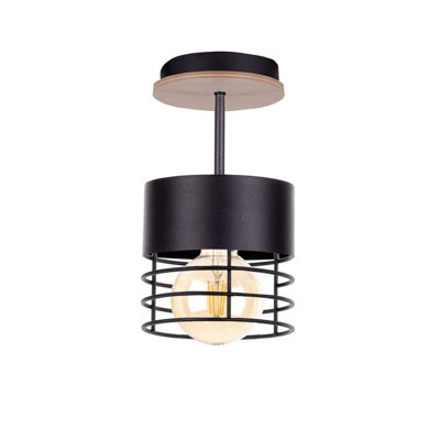 Luminosa Lighting Luminosa Casa Cylindrical Ceiling Light BlackWood12Cm1X E27 from B&Q