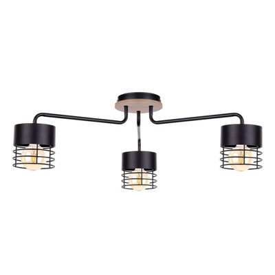 Luminosa Lighting Luminosa Casa Multi Arm Semi Flush Ceiling Light BlackWood70Cm3X E27 from B&Q