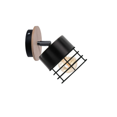 Luminosa Lighting Luminosa Casa Adjustable Wall Lamp Black Wood12Cm1X E27 from B&Q