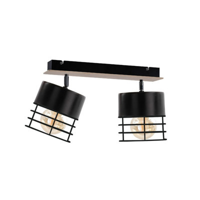 Luminosa Lighting Luminosa Casa Twin Ceiling Spotlight BlackWood50Cm2X E27 from B&Q