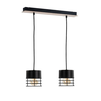Luminosa Lighting Luminosa Casa Bar Pendant Ceiling Light BlackWood50Cm2X E27 from B&Q