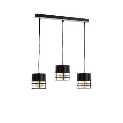 Luminosa Lighting Luminosa Casa Bar Pendant Ceiling Light BlackWood60Cm3X E27 from B&Q