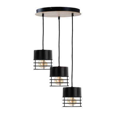 Luminosa Lighting Luminosa Casa Cluster Pendant Ceiling Light BlackWood32Cm3X E27 from B&Q