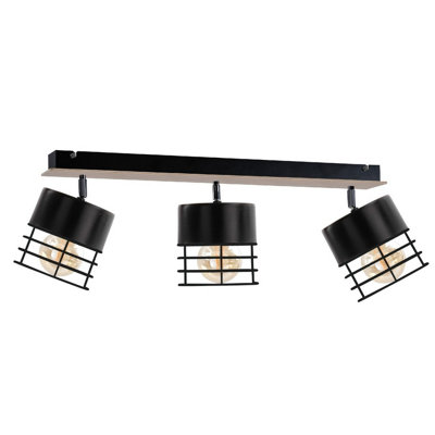Luminosa Lighting Luminosa Casa Ceiling Spotlight Bar BlackWood60Cm3X E27 from B&Q