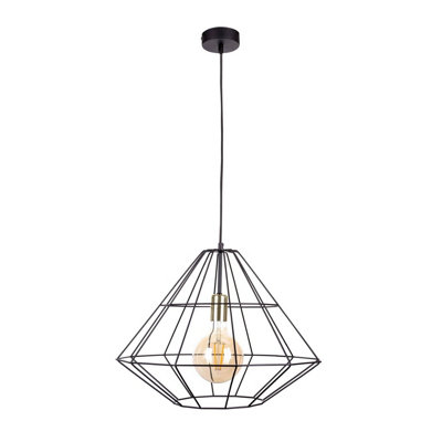 B&Q -  Luminosa Kira Wire Frame Pendant Ceiling Light BlackGold52Cm1X E27