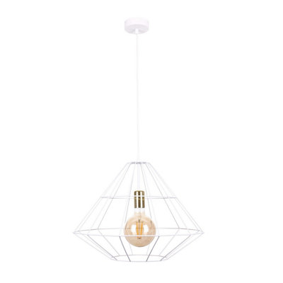 B&Q -  Luminosa Kira Wire Frame Pendant Ceiling Light WhiteGold52Cm1X E27