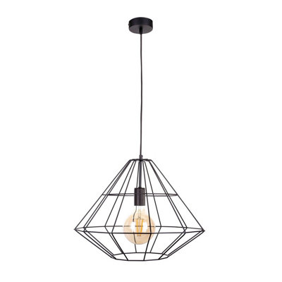 B&Q -  Luminosa Kira Wire Frame Pendant Ceiling Light Black52Cm1X E27