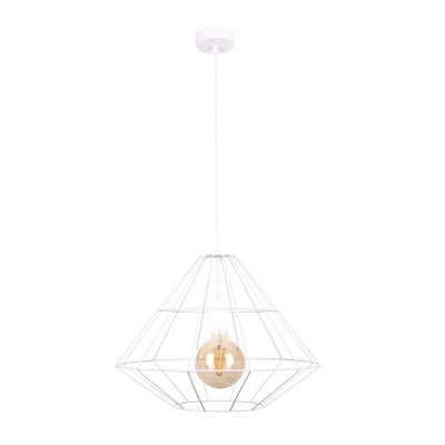 B&Q -  Luminosa Kira Wire Frame Pendant Ceiling Light White52Cm1X E27