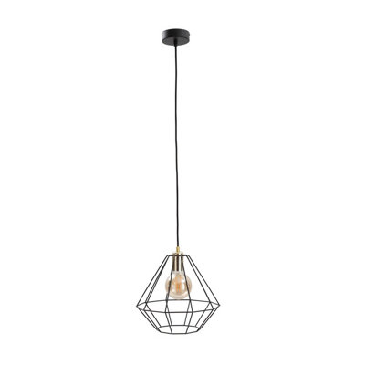 B&Q -  Luminosa Faro Wire Frame Pendant Ceiling Light Black Gold29Cm1X E27