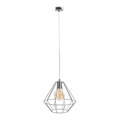 B&Q -  Luminosa Faro Wire Frame Pendant Ceiling Light Silver29Cm1X E27