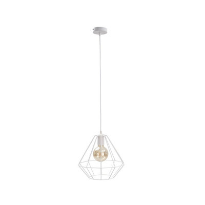 B&Q -  Luminosa Faro Wire Frame Pendant Ceiling Light White29Cm1X E27