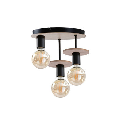Luminosa Lighting Luminosa Saturn Multi Arm Semi Flush Ceiling Light NaturalBlack30Cm3X E27 from B&Q