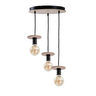 Luminosa Lighting Luminosa Saturn Cluster Pendant Ceiling Light NaturalBlack30Cm3X E27 from B&Q