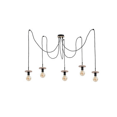 Luminosa Lighting Luminosa Saturn Cluster Pendant Ceiling Light NaturalBlack5X E27 from B&Q