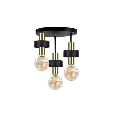 Luminosa Lighting Luminosa Unica Multi Arm Semi Flush Ceiling Light BlackGold35Cm3X E27 from B&Q