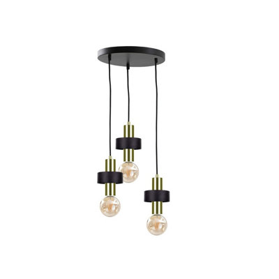 Luminosa Lighting Luminosa Unica Cluster Pendant Ceiling Light BlackGold35Cm3X E27 from B&Q