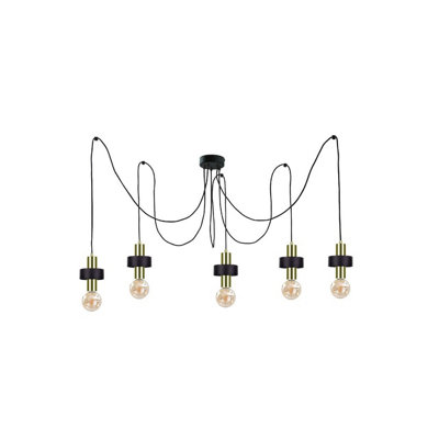 Luminosa Lighting Luminosa Unica Cluster Pendant Ceiling Light BlackGold5X E27 from B&Q