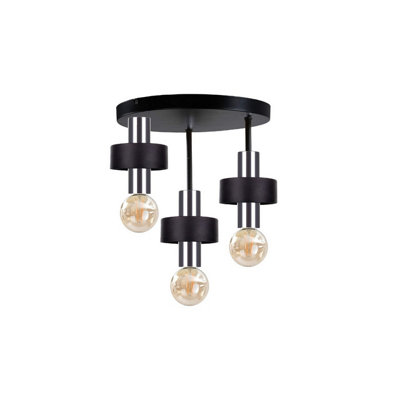 Luminosa Lighting Luminosa Unica Multi Arm Semi Flush Ceiling Light BlackSilver35Cm3X E27 from B&Q