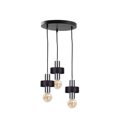 Luminosa Lighting Luminosa Unica Cluster Pendant Ceiling Light BlackSilver35Cm3X E27 from B&Q