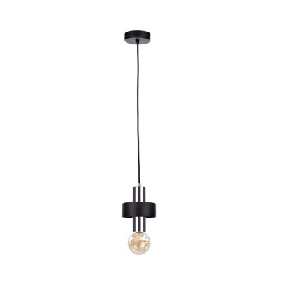 Luminosa Lighting Luminosa Unica Slim Pendant Ceiling Light BlackSilver12Cm1X E27 from B&Q