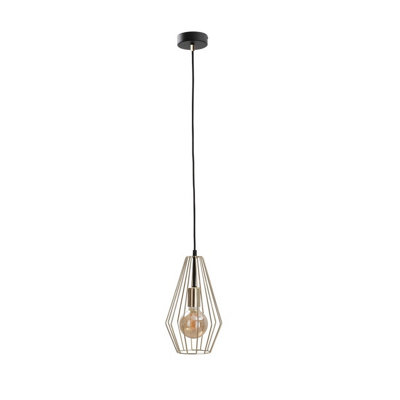 B&Q -  Luminosa Geo Wire Frame Pendant Ceiling Light Gold19Cm1X E27