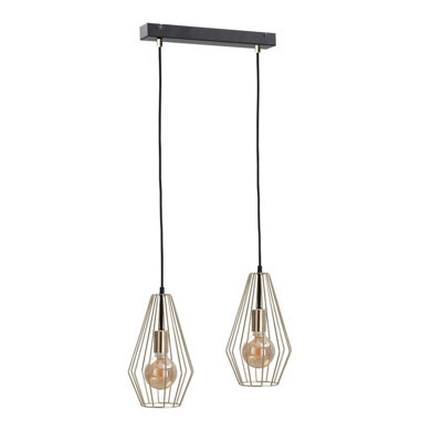 B&Q -  Luminosa Geo Bar Pendant Ceiling Light Gold50Cm2X E27