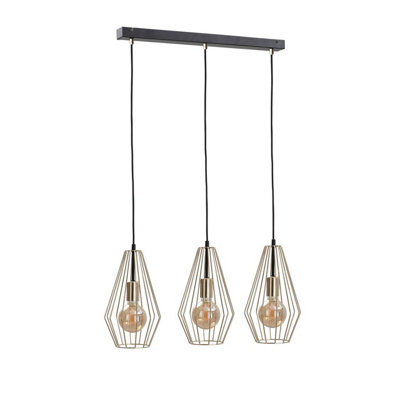 B&Q -  Luminosa Geo Bar Pendant Ceiling Light Gold60Cm3X E27