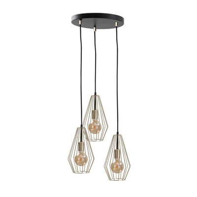 B&Q -  Luminosa Geo Cluster Pendant Ceiling Light Gold32Cm3X E27