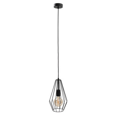 B&Q -  Luminosa Lex Wire Frame Pendant Ceiling Light Black19Cm1X E27