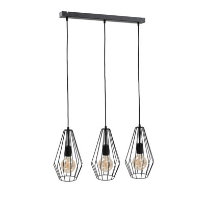 Luminosa Lighting Luminosa Lex Bar Pendant Ceiling Light Black60Cm3X E27 from B&Q