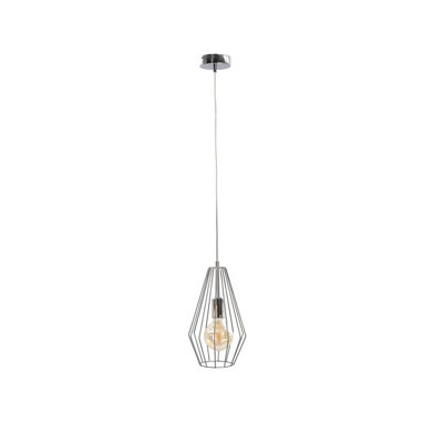 B&Q -  Luminosa Lex Wire Frame Pendant Ceiling Light Silver19Cm1X E27