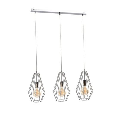 Luminosa Lighting Luminosa Lex Bar Pendant Ceiling Light Silver60Cm3X E27 from B&Q