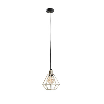 Luminosa Lighting Luminosa Como Wire Frame Pendant Ceiling Light Gold20Cm1X E27 from B&Q