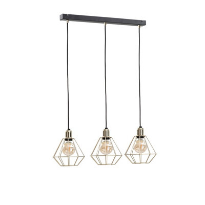 Luminosa Lighting Luminosa Como Bar Pendant Ceiling Light Gold60Cm3X E27 from B&Q