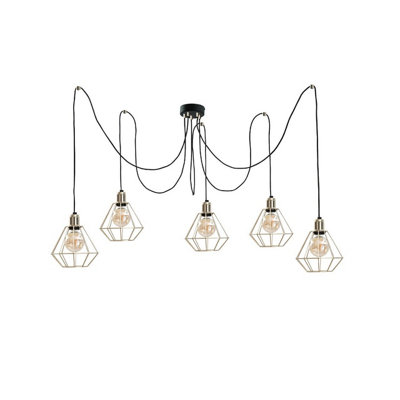 Luminosa Lighting Luminosa Como Cluster Pendant Ceiling Light Gold5X E27 from B&Q
