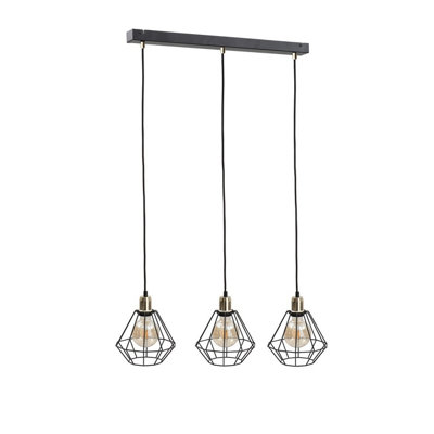Luminosa Lighting Luminosa Foskal Bar Pendant Ceiling Light Gold60Cm3X E27 from B&Q