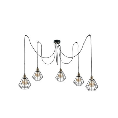 Luminosa Lighting Luminosa Foskal Cluster Pendant Ceiling Light Gold5X E27 from B&Q