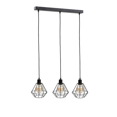 Luminosa Lighting Luminosa Foskal Bar Pendant Ceiling Light Black60Cm3X E27 from B&Q