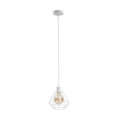 Luminosa Lighting Luminosa Foskal Wire Frame Pendant Ceiling Light White20Cm1X E27 from B&Q
