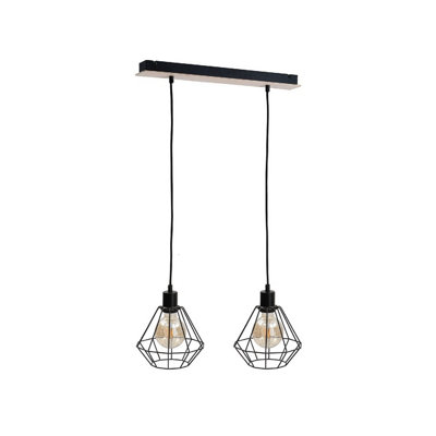 Luminosa Lighting Luminosa Atwood Bar Pendant Ceiling Light BlackWood53Cm2X E27 from B&Q