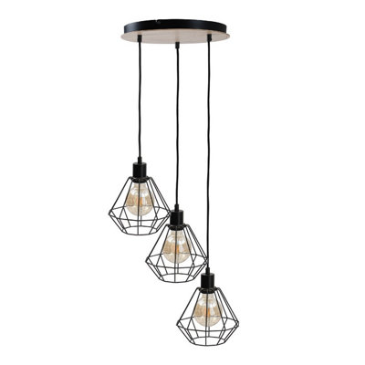 Luminosa Lighting Luminosa Atwood Cluster Pendant Ceiling Light BlackWood34Cm3X E27 from B&Q