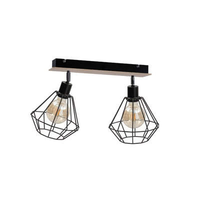 Luminosa Lighting Luminosa Atwood Twin Ceiling Spotlight BlackWood53Cm2X E27 from B&Q