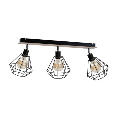 Luminosa Lighting Luminosa Atwood Ceiling Spotlight Bar BlackWood63Cm3X E27 from B&Q