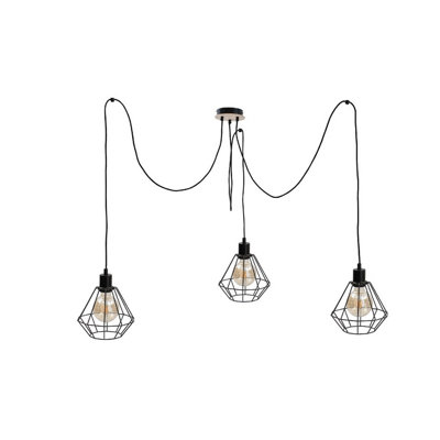 Luminosa Lighting Luminosa Atwood Cluster Pendant Ceiling Light BlackWood3X E27 from B&Q