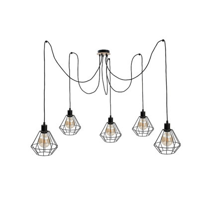 Luminosa Lighting Luminosa Atwood Cluster Pendant Ceiling Light BlackWood5X E27 from B&Q