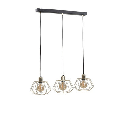 Luminosa Lighting Luminosa Laya Bar Pendant Ceiling Light Gold62Cm3X E27 from B&Q