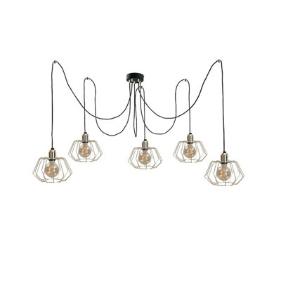 Luminosa Lighting Luminosa Laya Cluster Pendant Ceiling Light Gold5X E27 from B&Q